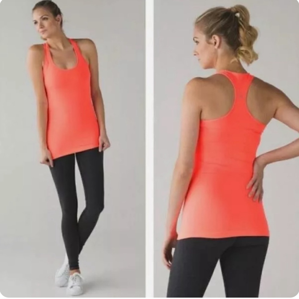 Lululemon orange racer back tank size 6